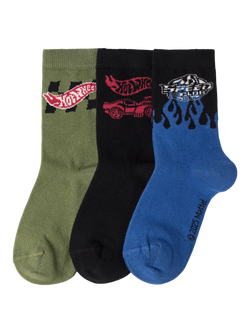 Lindex Kids' Hot Wheels Socks, Pack of 3, Black/Multi, Black/Multi