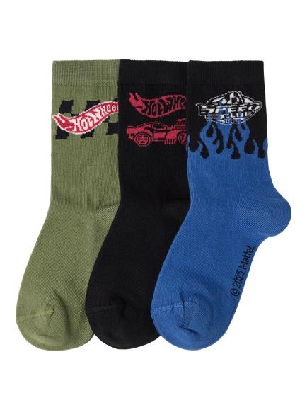 Lindex Kids' Hot Wheels Socks, Pack of 3, Black/Multi, Black/Multi