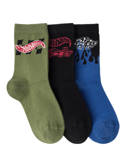 Lindex Kids' Hot Wheels Socks, Pack of 3, Black/Multi - view 2, Black/Multi