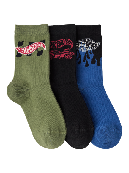 Lindex Kids' Hot Wheels Socks, Pack of 3, Black/Multi - view 2, Black/Multi