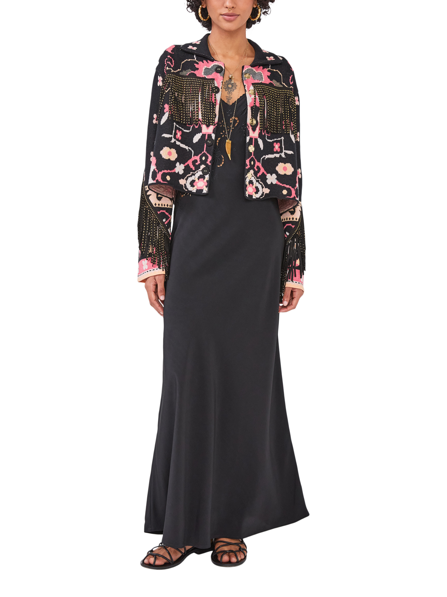 Product image 3 of 9, which shows Hayley Menzies Desert Loom Jacket, Black/Multi, S