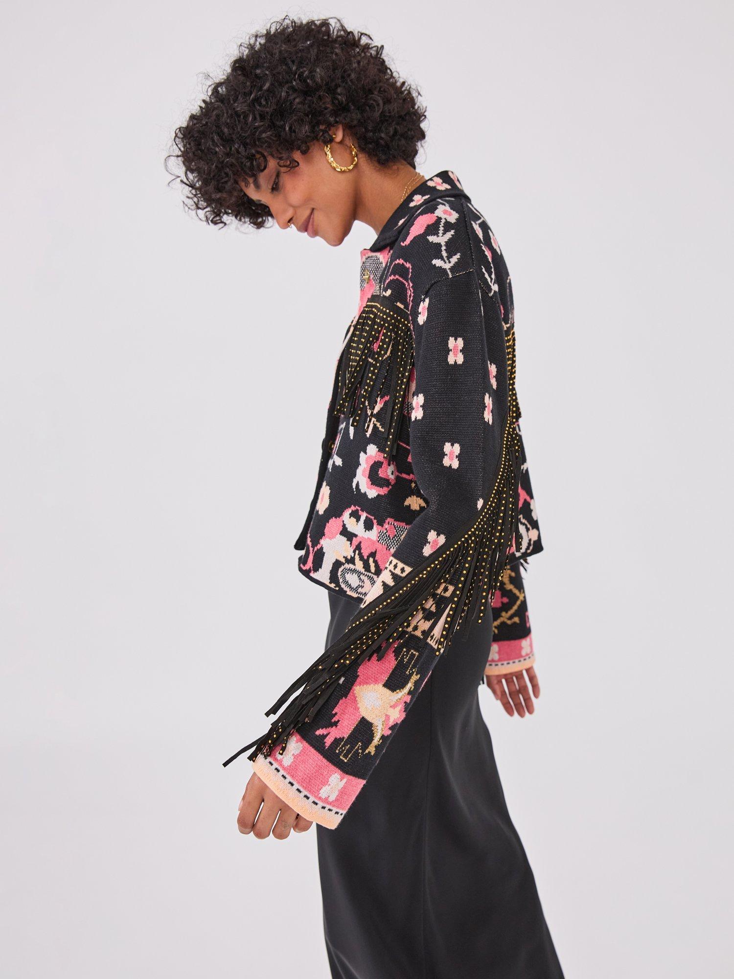 Product image 8 of 9, which shows Hayley Menzies Desert Loom Jacket, Black/Multi, S