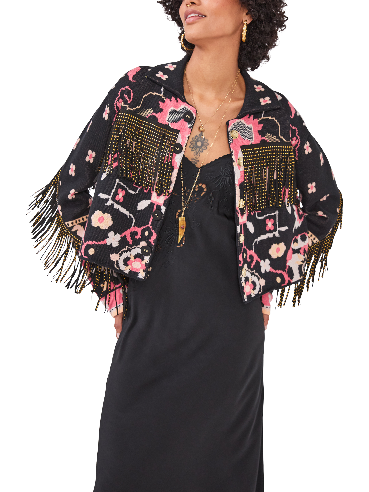 Product image 9 of 9, which shows Hayley Menzies Desert Loom Jacket, Black/Multi, S