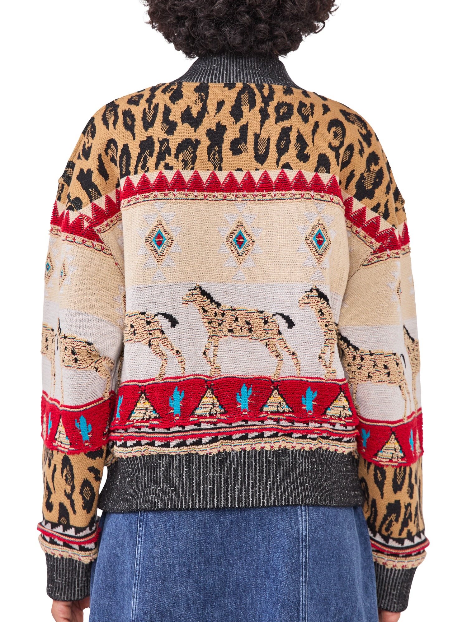 Product image 3 of 7, which shows Hayley Menzies Nom Tapestry Wool Rich Bomber Jacket, Multi, S