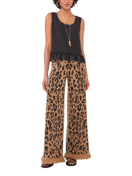 Hayley Menzies Cosmic Cat Wool Rich Knitted Trousers, Brown Multi, Brown Multi