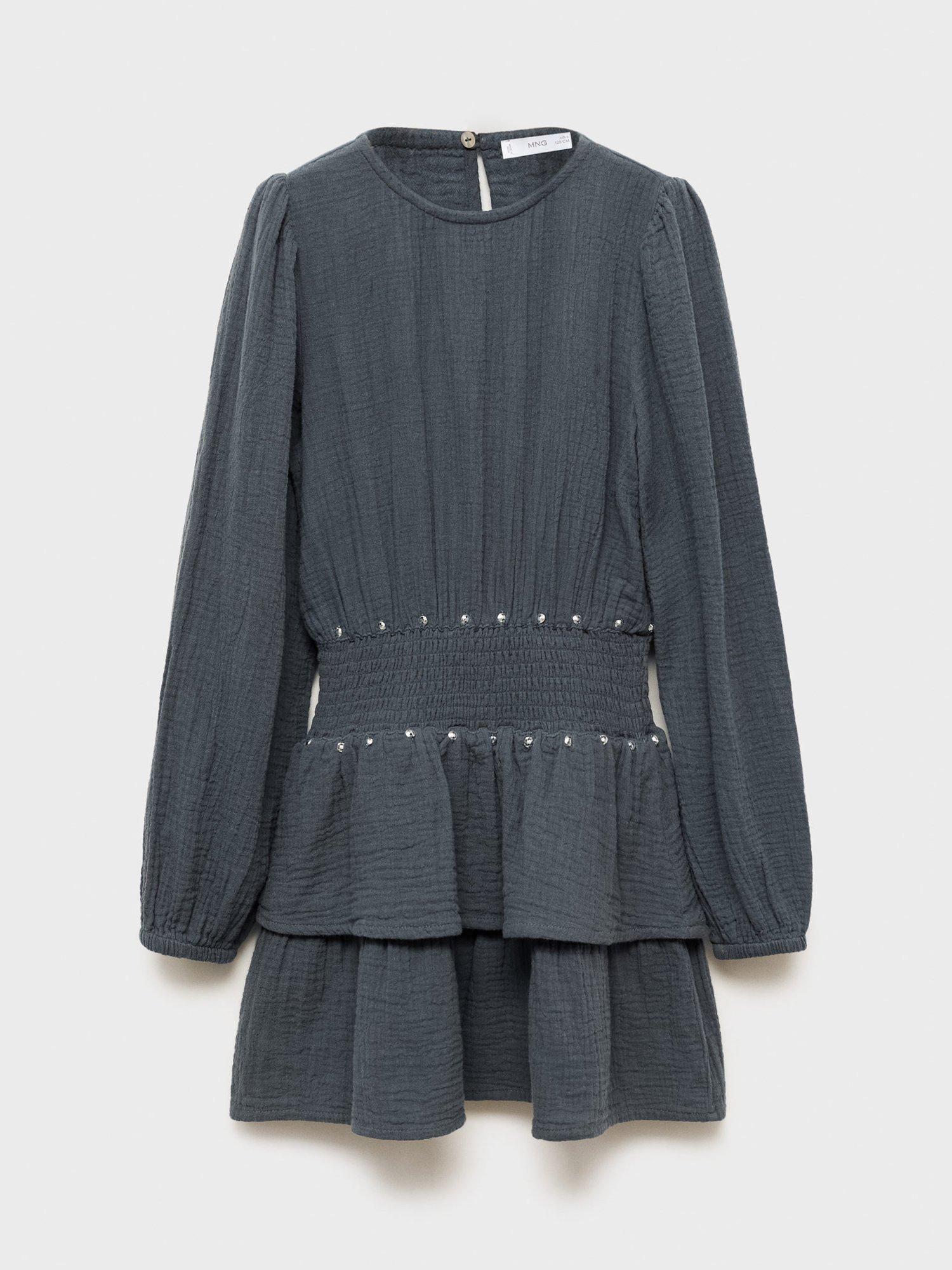 Product image 1 of 4, which shows Mango Kids' Melissa Dress, Charcoal, 10 years