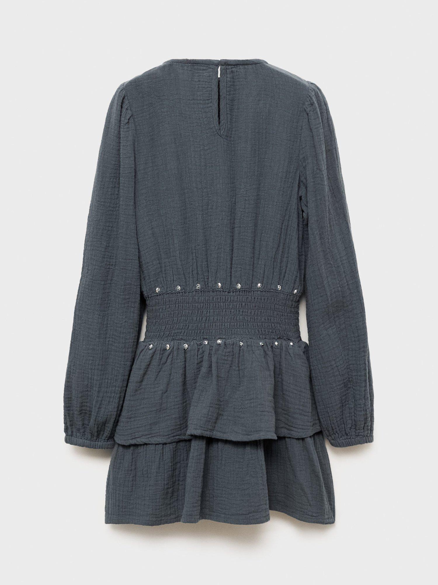 Product image 2 of 4, which shows Mango Kids' Melissa Dress, Charcoal, 10 years