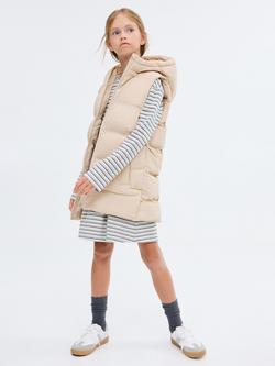 Mango Kids' Val Cotton Blend Long Sleeved Striped Dress, Grey - view 2, Grey