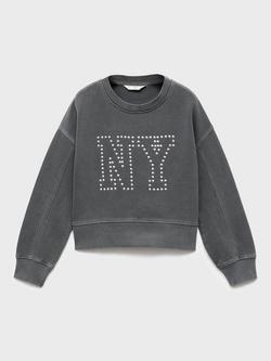 Mango Kids' NY Sweatshirt, Charcoal, Charcoal
