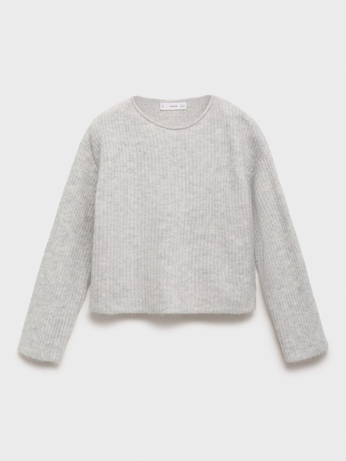 Product image 1 of 4, which shows Mango Kids' Sophie Knitted Sweater, Light Pastel Grey, 7-8 years