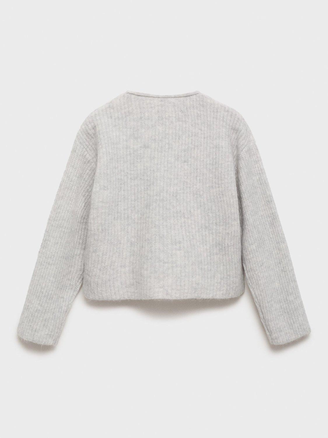 Product image 2 of 4, which shows Mango Kids' Sophie Knitted Sweater, Light Pastel Grey, 7-8 years