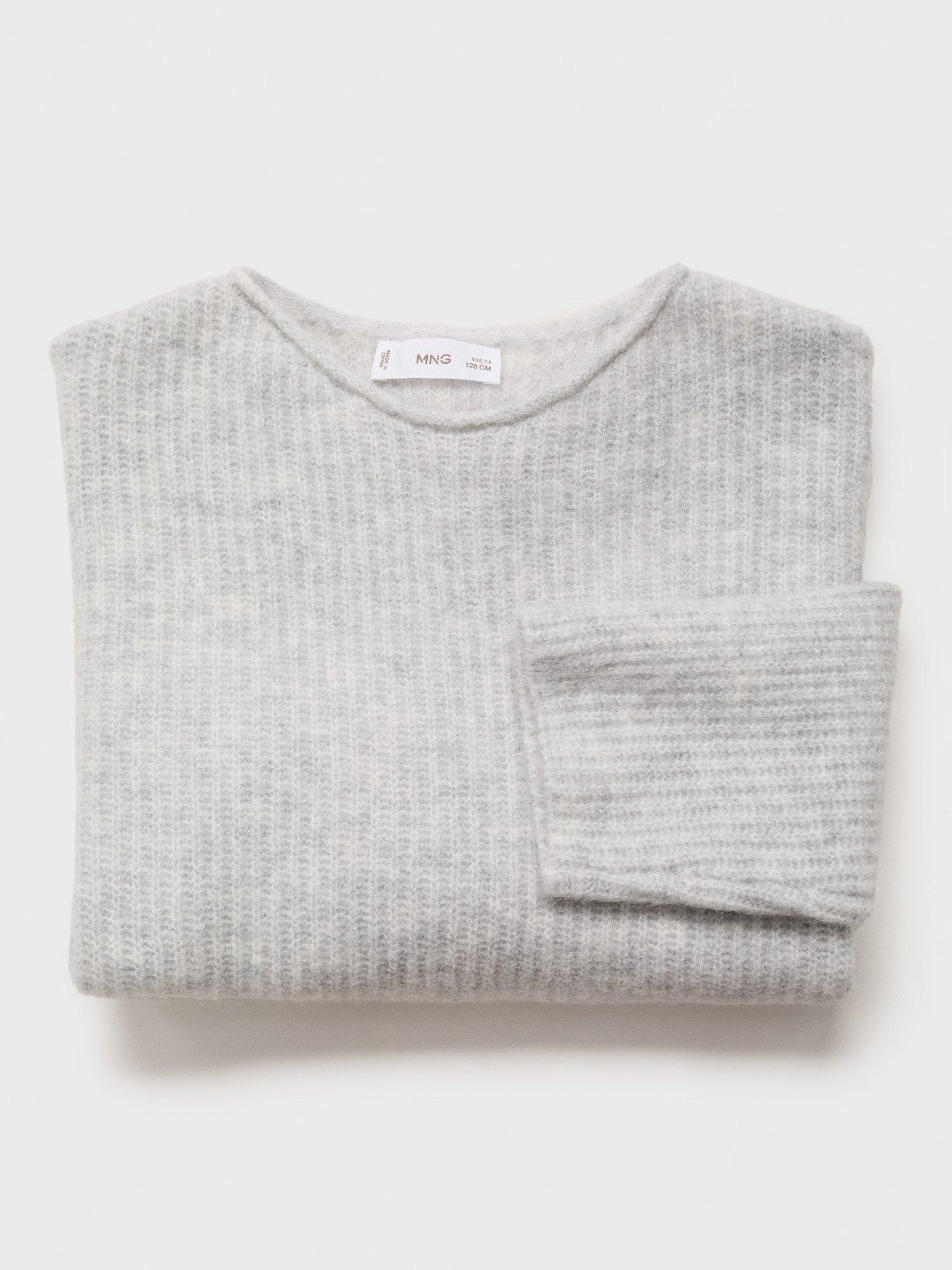 Product image 4 of 4, which shows Mango Kids' Sophie Knitted Sweater, Light Pastel Grey, 7-8 years