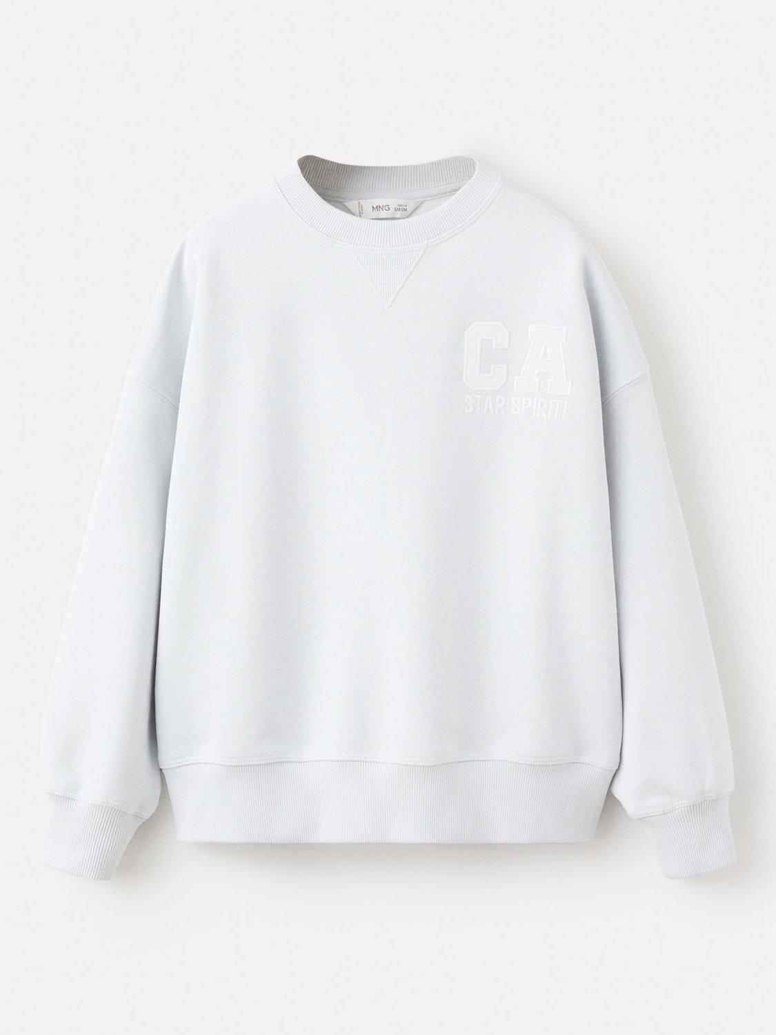Product image 1 of 4, which shows Mango Kids' Spirit Sweatshirt, Pale Blue, 7-8 years