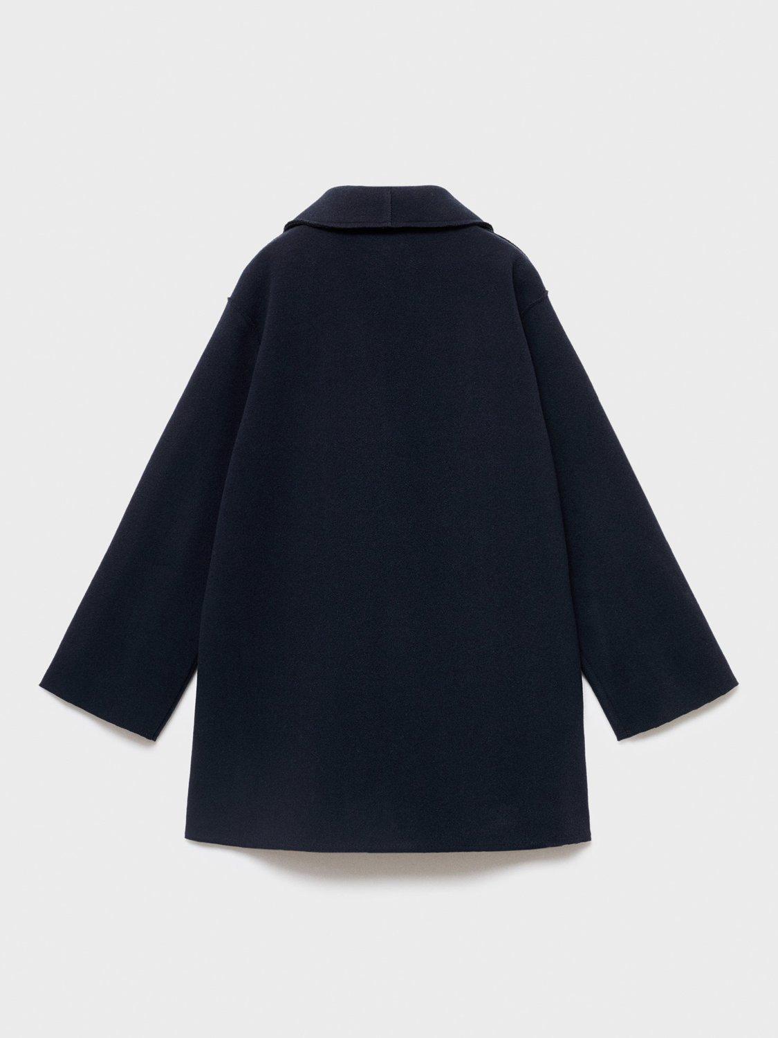 Product image 4 of 6, which shows Mango Kids' Carla Single Breasted Midi Coat, Navy, 11 years