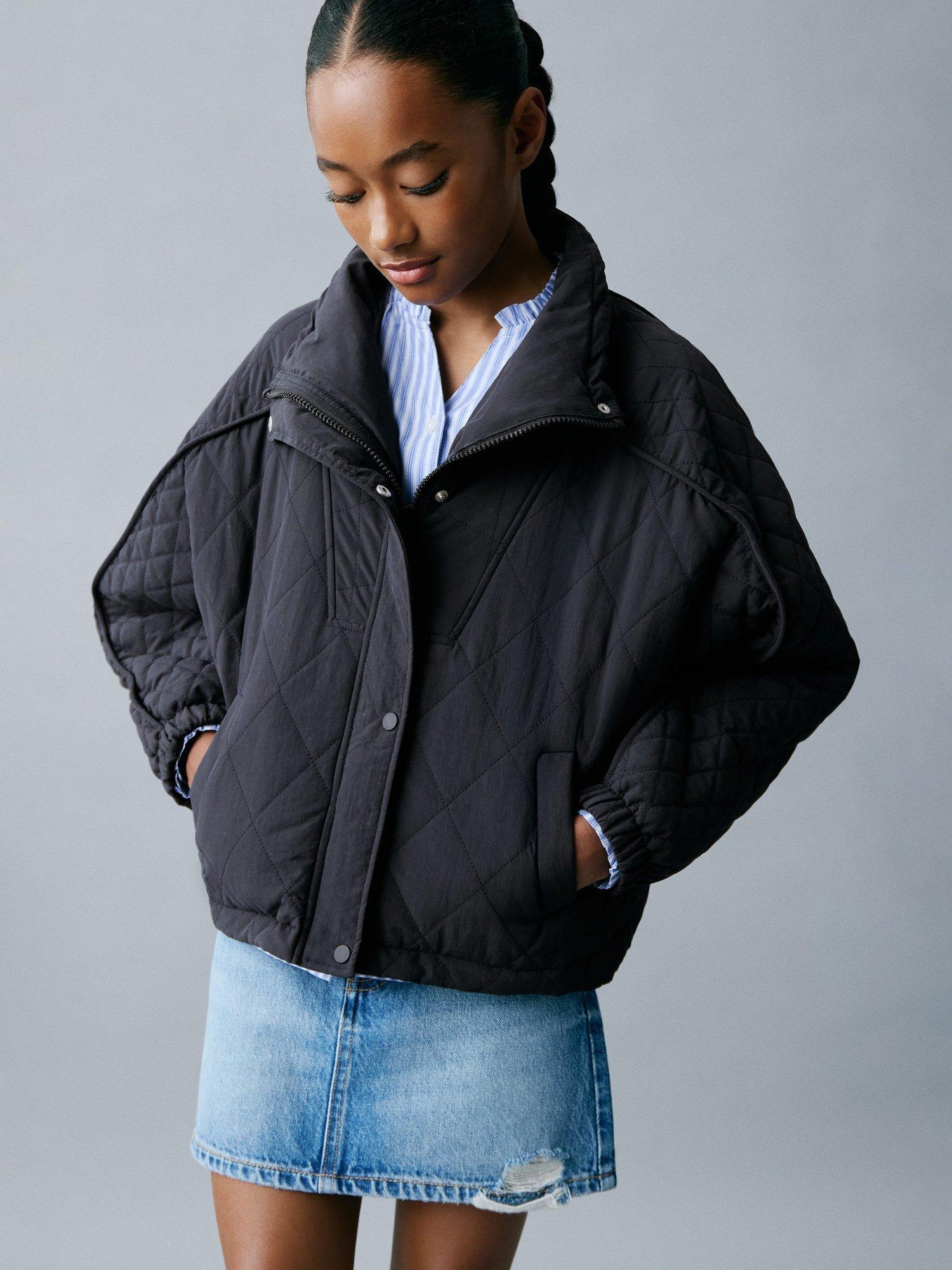 Product image 1 of 7, which shows Mango Kids' Filipa Textured Jacket, Navy, 11 years