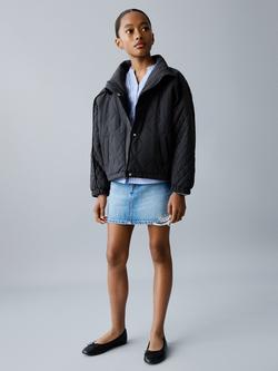 Mango Kids' Filipa Textured Jacket, Navy - view 2, Navy