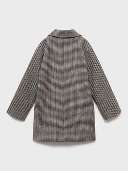 Mango Kids' Lala Single Breasted Houndstooth Coat, Brown - view 2, Brown