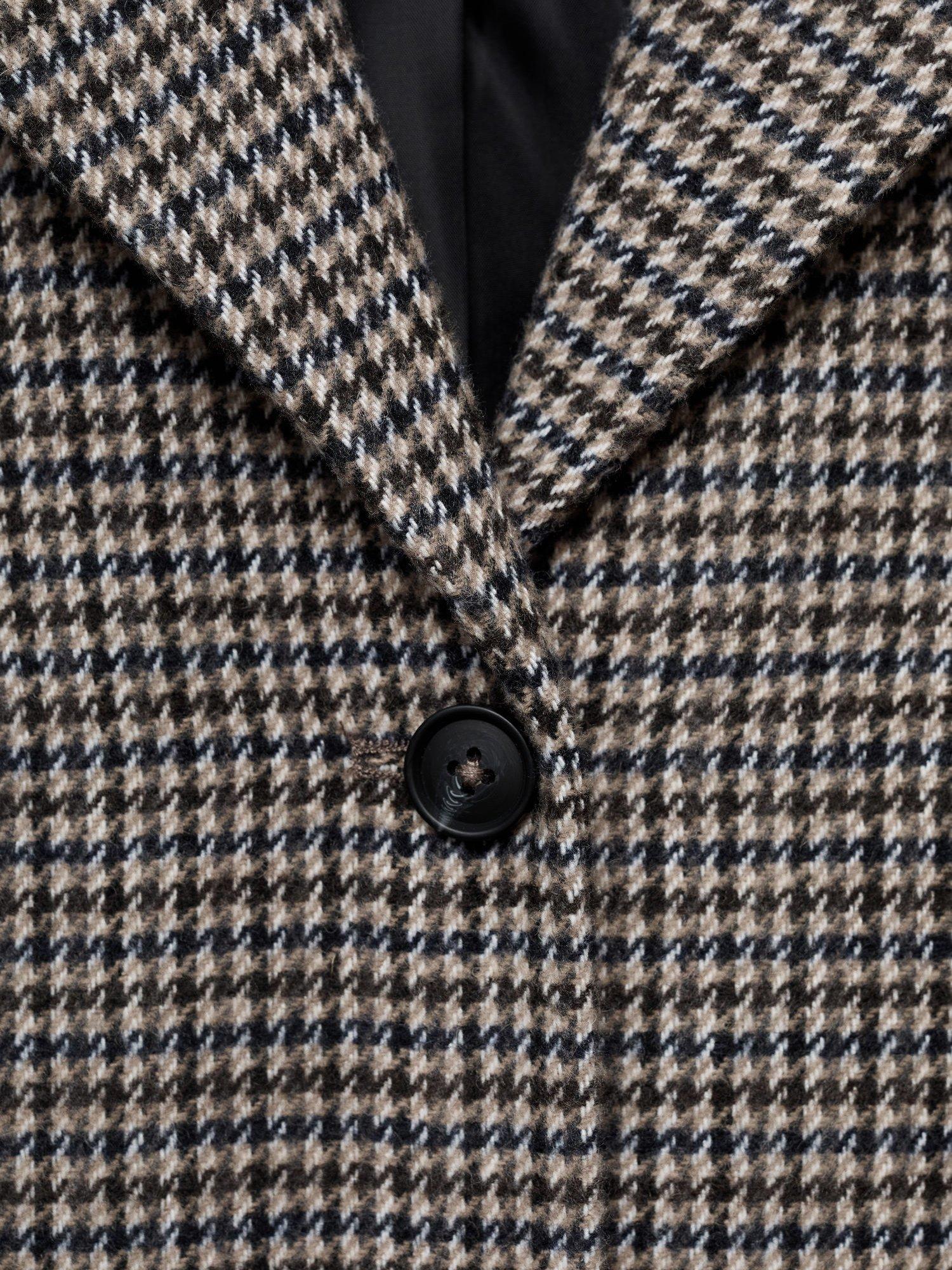 Product image 3 of 4, which shows Mango Kids' Lala Single Breasted Houndstooth Coat, Brown, 11 years
