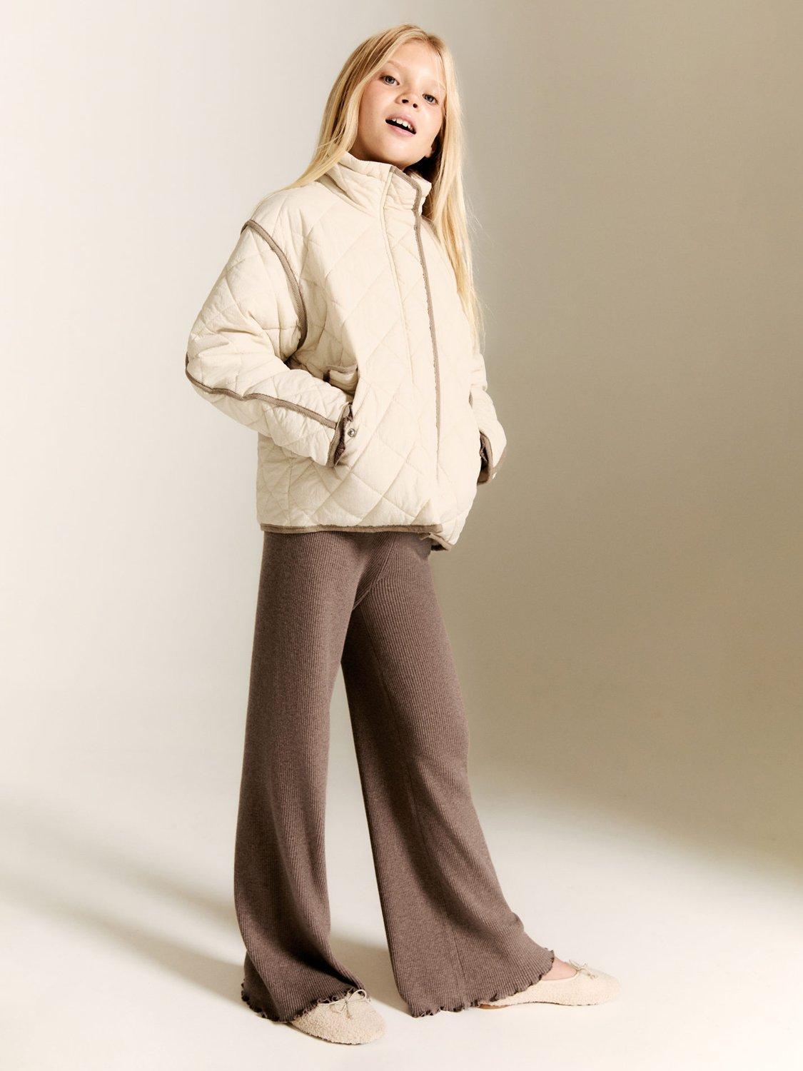 Product image 1 of 5, which shows Mango Kids' Paloma Quilted Jacket, Light Beige, 11 years