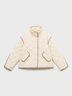 Mango Kids' Paloma Quilted Jacket, Light Beige - view 2, Light Beige