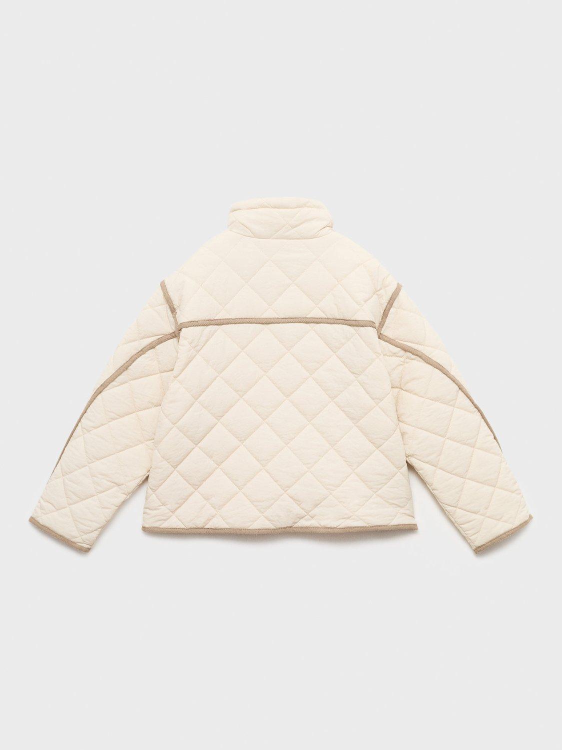Product image 3 of 5, which shows Mango Kids' Paloma Quilted Jacket, Light Beige, 11 years