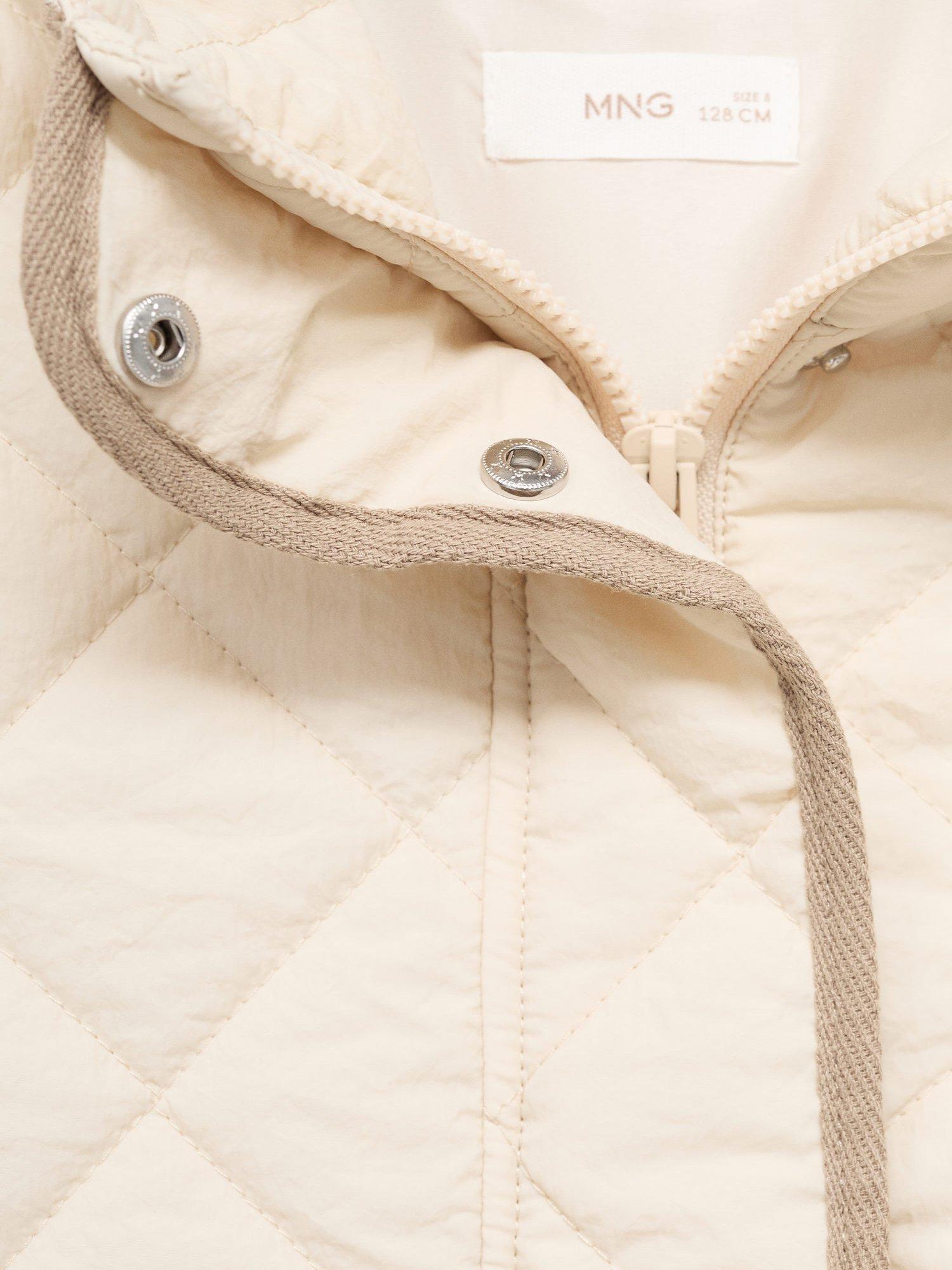 Product image 5 of 5, which shows Mango Kids' Paloma Quilted Jacket, Light Beige, 11 years