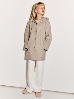 Mango Kids' Sandra Hooded Midi Coat - view 2, Light Beige