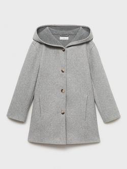 Mango Kids' Sandra Hooded Midi Coat, Grey