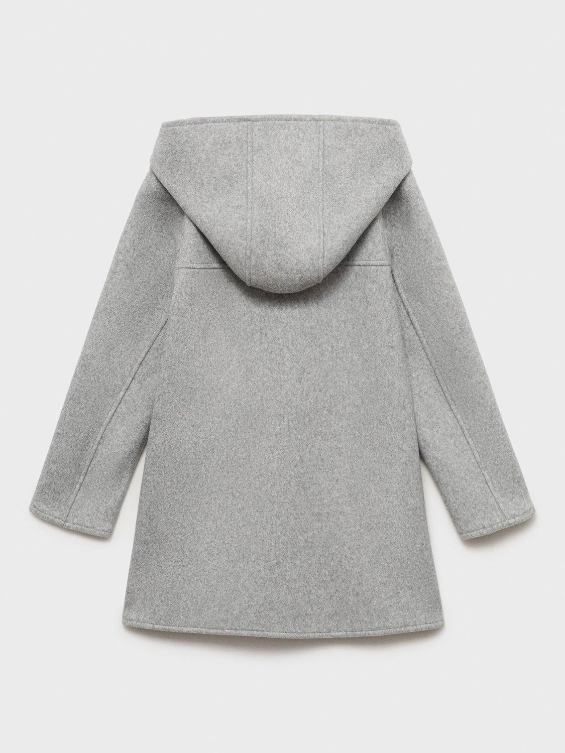 Product image 2 of 4, which shows Mango Kids' Sandra Hooded Midi Coat, Grey, 9 years