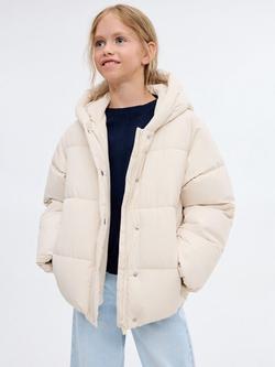 Mango Kids' Tina Quilted Jacket, Light Beige, Light Beige
