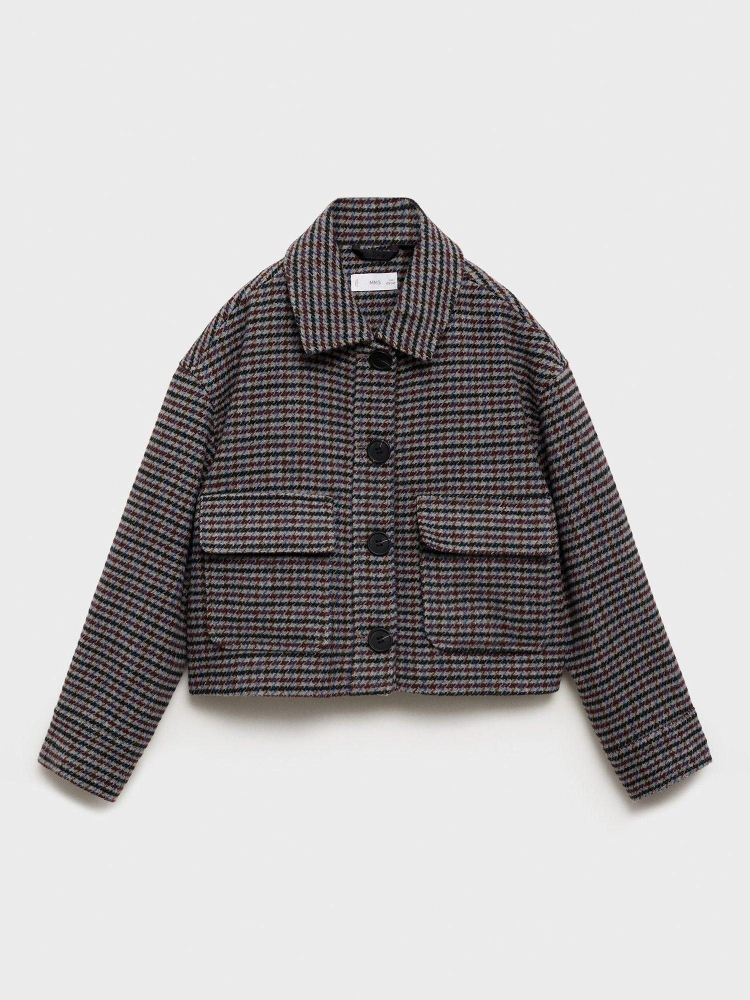 Product image 1 of 4, which shows Mango Kids' Vivian Tweed Coat, Dark Red/Multi, 11 years