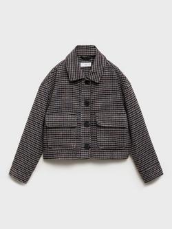 Mango Kids' Vivian Tweed Coat, Dark Red/Multi, Dark Red/Multi