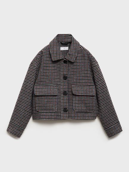 Mango Kids' Vivian Tweed Coat, Dark Red/Multi, Dark Red/Multi