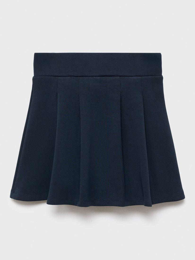 Product image 3 of 7, which shows Mango Kids' Cotton Blend Folded Tab Skirt, Navy, 11-12 years