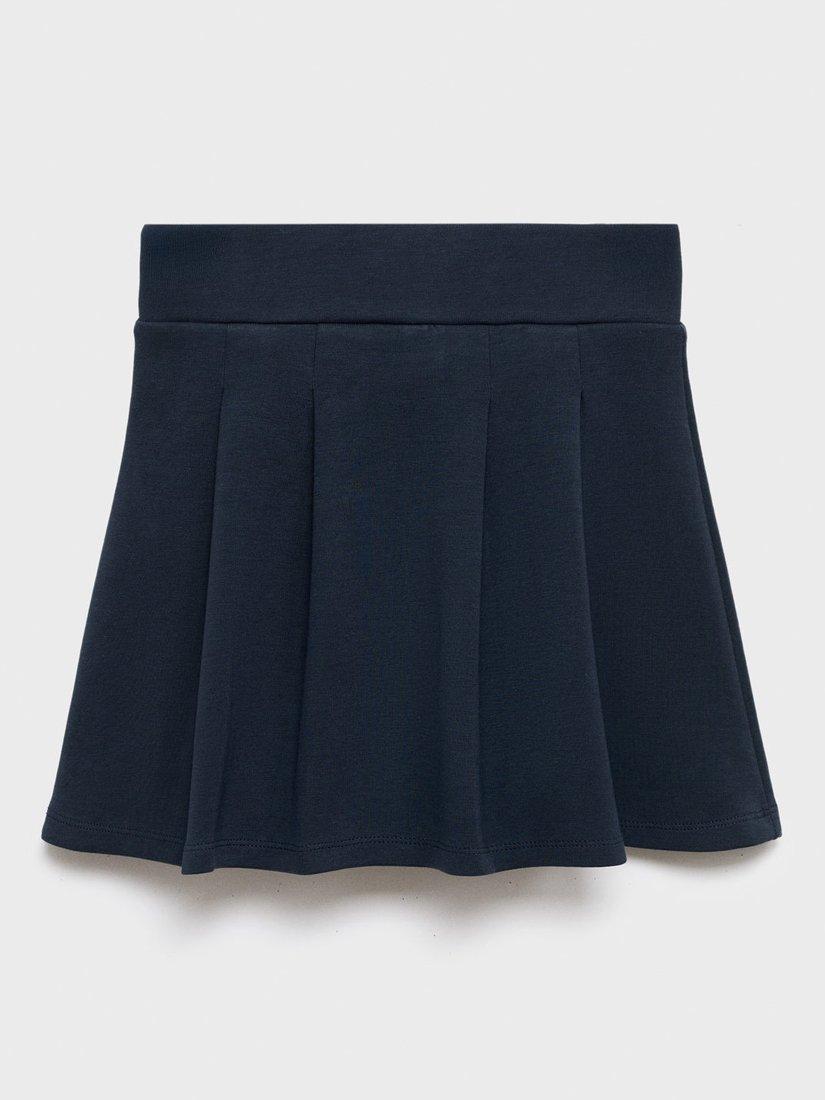 Product image 4 of 7, which shows Mango Kids' Cotton Blend Folded Tab Skirt, Navy, 11-12 years