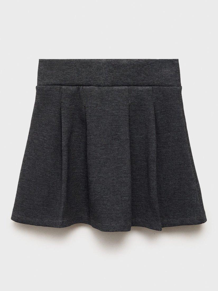 Product image 1 of 4, which shows Mango Kids' Cotton Blend Folded Tab Skirt, Dark Grey, 5-6 years