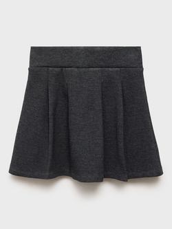 Mango Kids' Cotton Blend Folded Tab Skirt, Dark Grey, Dark Grey