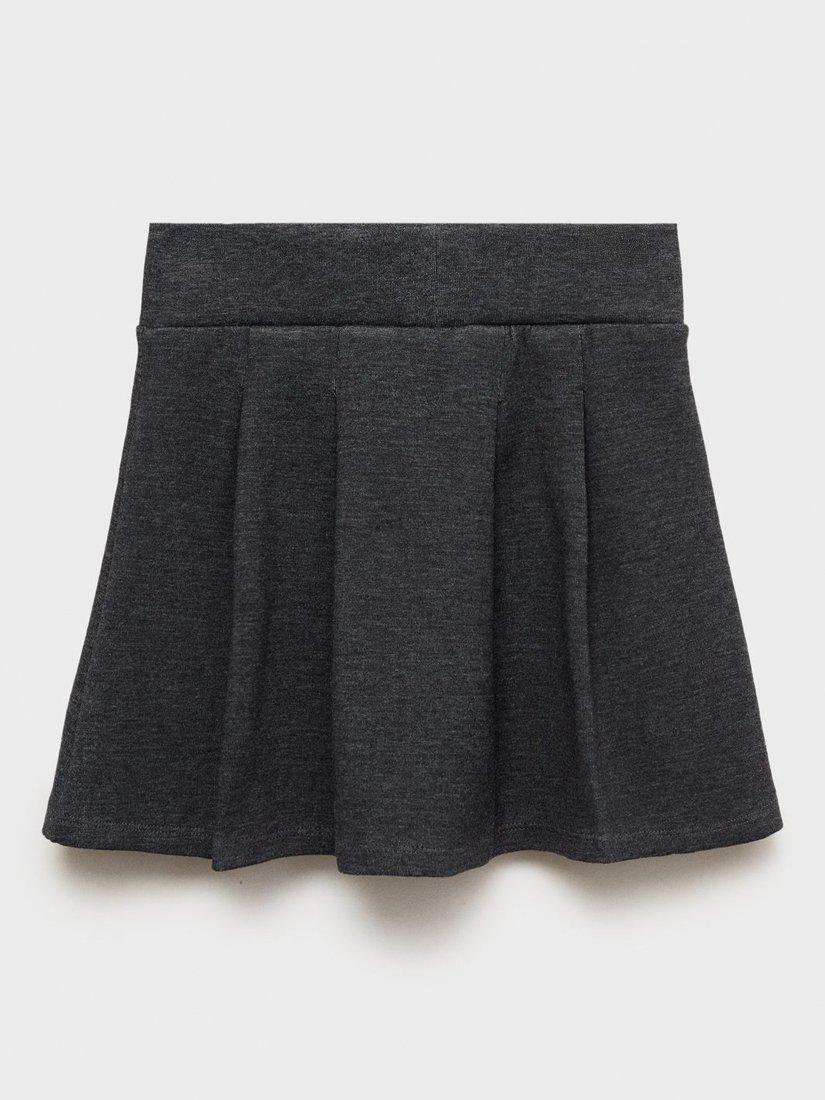 Product image 2 of 4, which shows Mango Kids' Cotton Blend Folded Tab Skirt, Dark Grey, 5-6 years