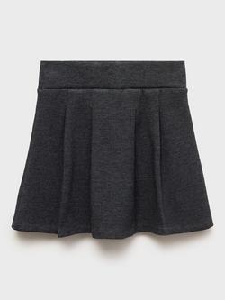 Mango Kids' Cotton Blend Folded Tab Skirt, Dark Grey - view 2, Dark Grey