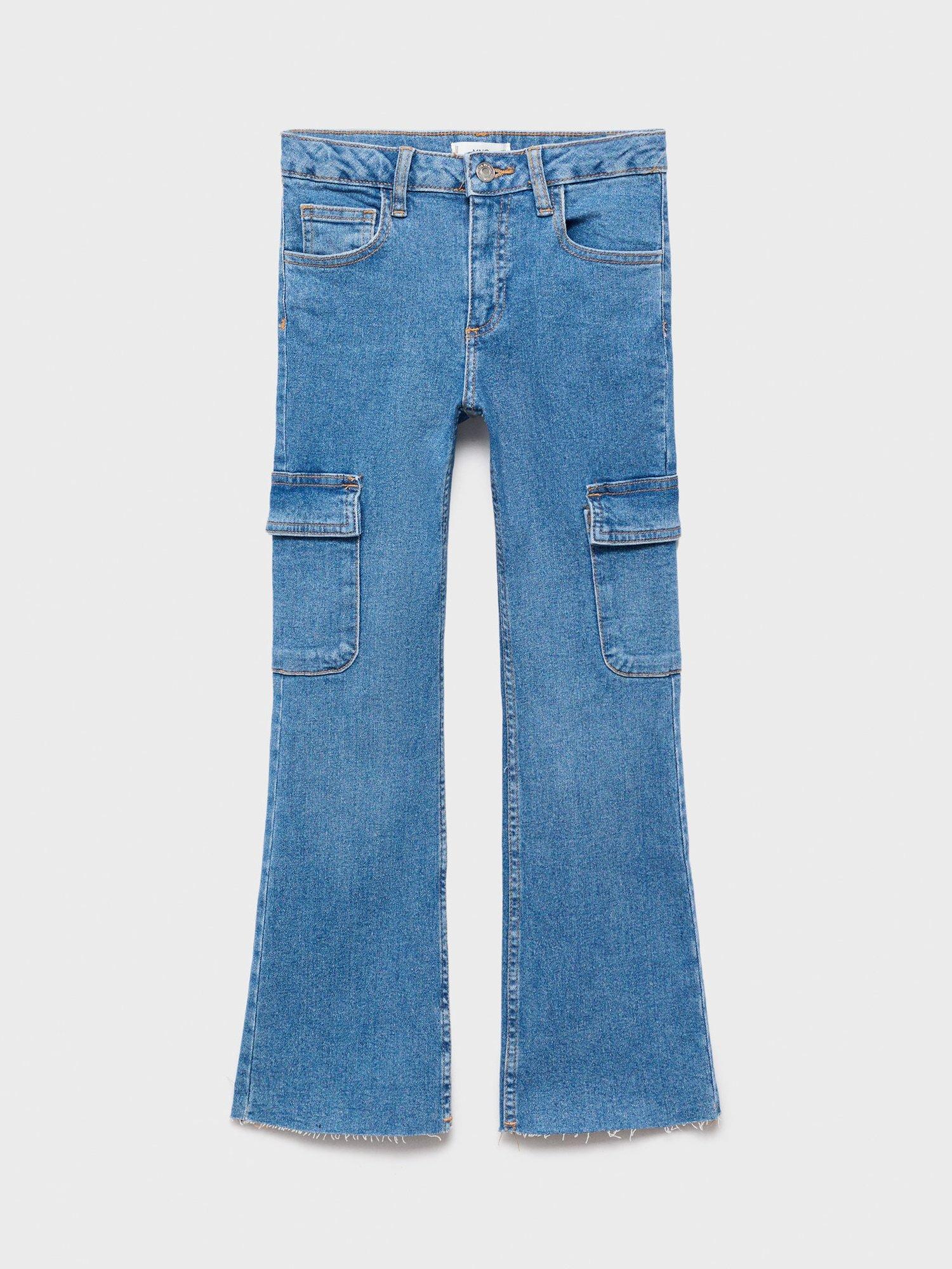 Product image 3 of 6, which shows Mango Kids' Cargo Jeans, Open Blue, 10 years