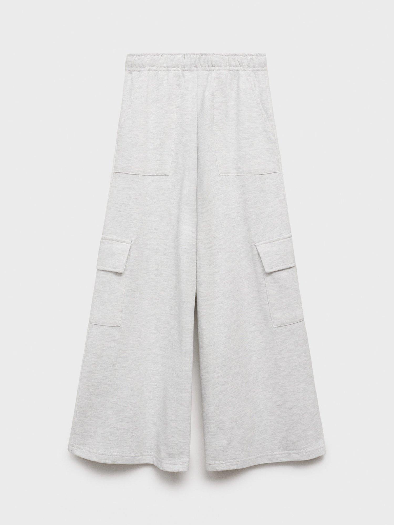 Product image 2 of 5, which shows Mango Kids' Cotton Cargo Trousers, Light Pastel Grey, 10 years