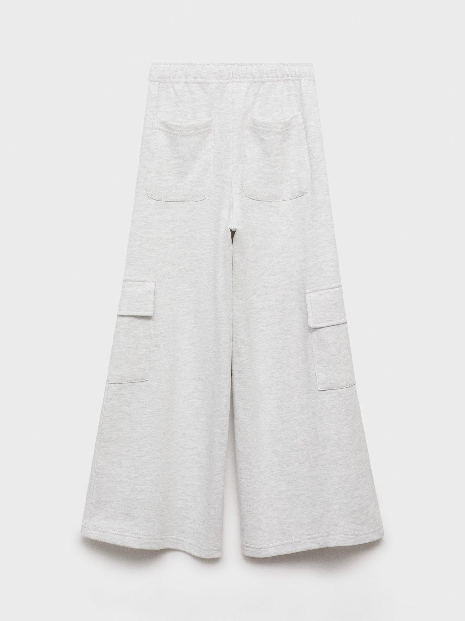 Product image 3 of 5, which shows Mango Kids' Cotton Cargo Trousers, Light Pastel Grey, 10 years