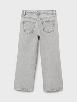 Mango Kids' Chelsea Embellished Wide Leg Jeans, Open Grey - view 2, Open Grey