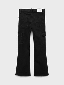 Mango Kids' Denim Frayed Cargo Jeans - view 2, Open Grey