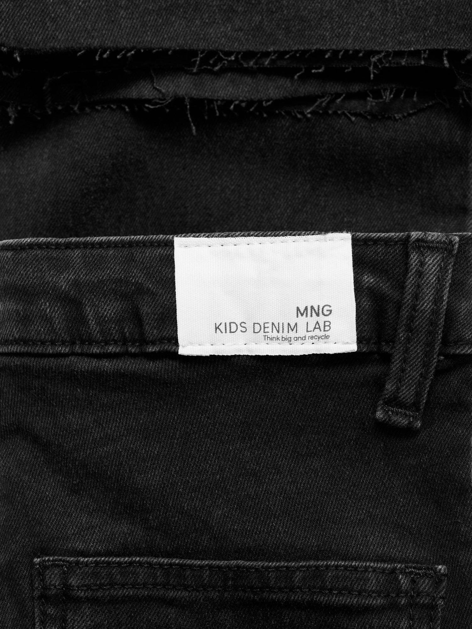 Product image 3 of 4, which shows Mango Kids' Denim Frayed Cargo Jeans, Open Grey, 10 years