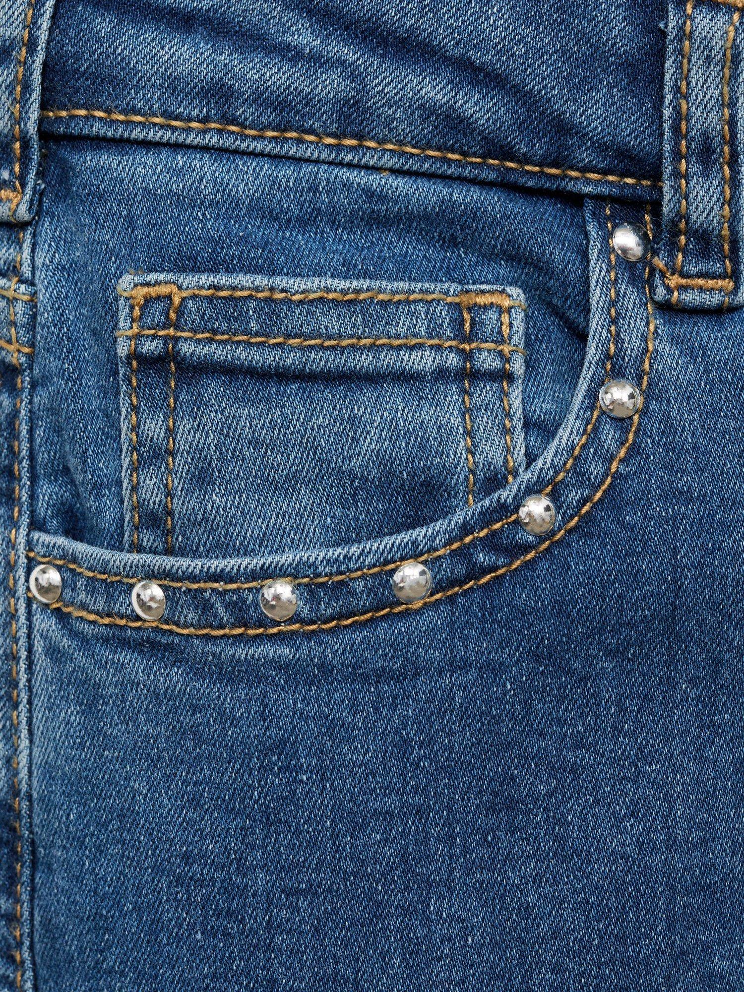 Product image 4 of 5, which shows Mango Kids' Low Rise Wide Leg Studded Jeans, Open Blue, 10 years