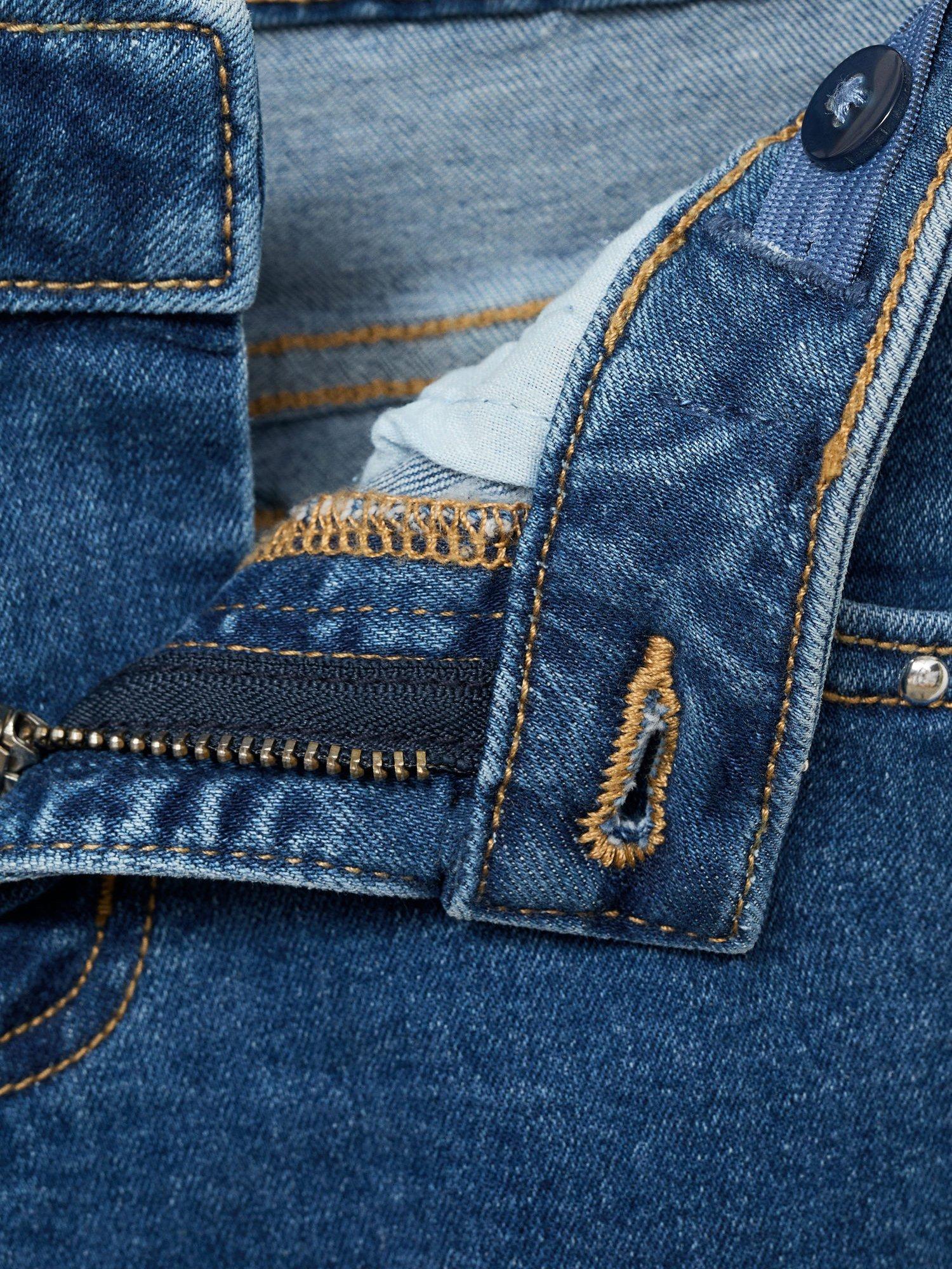 Product image 5 of 5, which shows Mango Kids' Low Rise Wide Leg Studded Jeans, Open Blue, 10 years