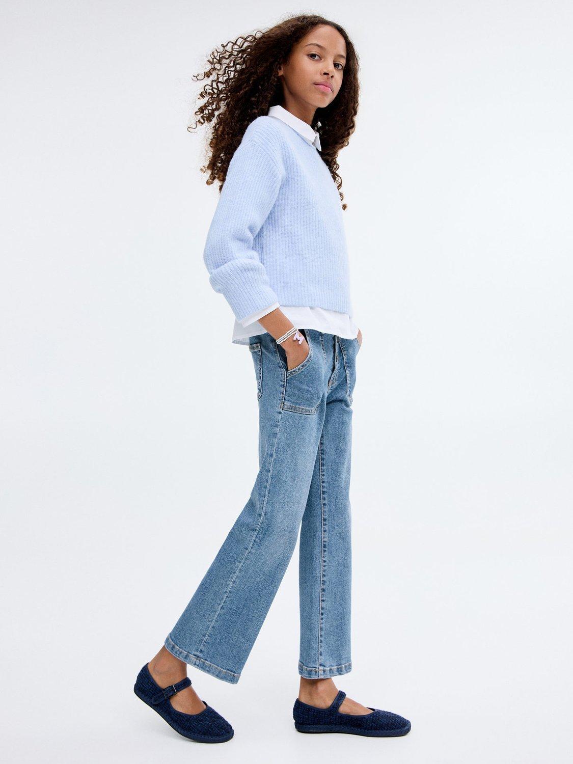 Product image 2 of 7, which shows Mango Kids' Denim Utility Jeans, Open Blue, 10 years