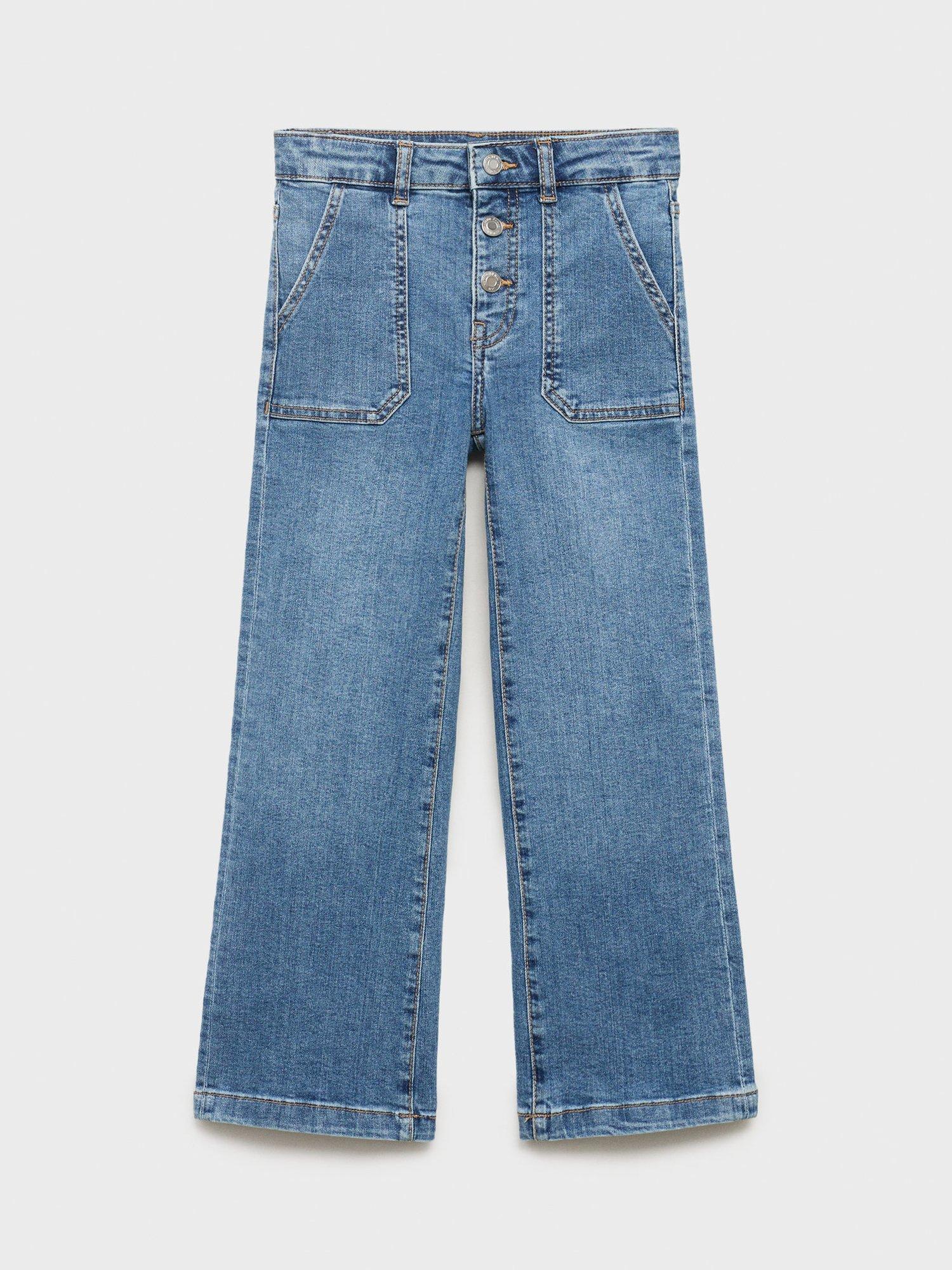 Product image 3 of 7, which shows Mango Kids' Denim Utility Jeans, Open Blue, 10 years