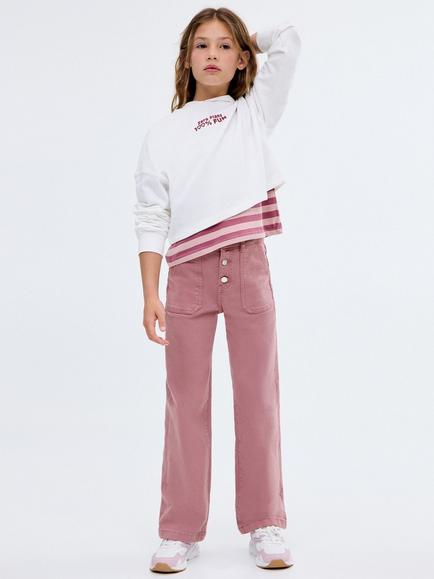 Mango Kids' Denim Utility Jeans, Pink